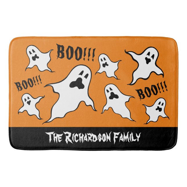 Personalisiert Spooky Halloween Ghosts Bath Mat Badematte (Vorderseite)