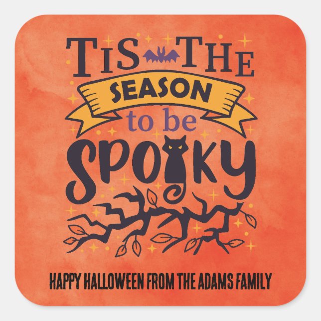 Personalisiert Spooky Halloween Quadratischer Aufkleber (Vorderseite)