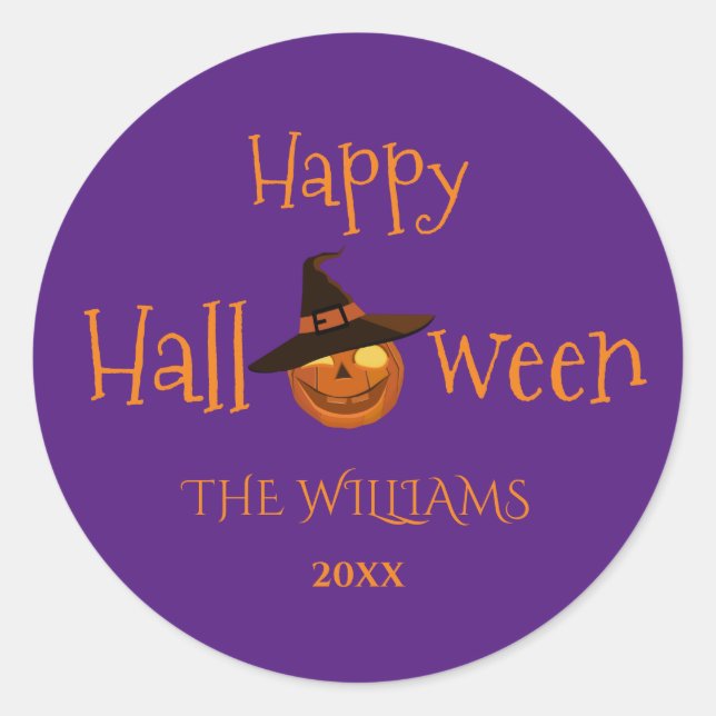 Personalisiert Spooky Pumpkins Halloween Runder Aufkleber (Vorderseite)