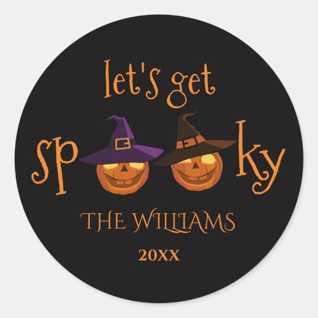 Personalisiert Spooky Pumpkins Halloween Runder Aufkleber (Vorderseite)