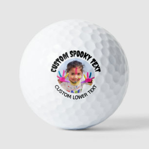 Personalisiert Spooky Schriftart Spaß Text Foto Go Golfball