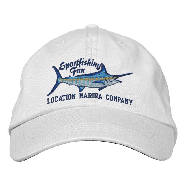 Personalisiert Sport Angeln Blauer Marlin Stickere Bestickte Kappe (Vorderseite)