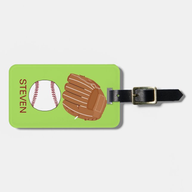 Personalisiert Sport Baseball Ball und Handschuh Gepäckanhänger (Vorderseite horizontal)