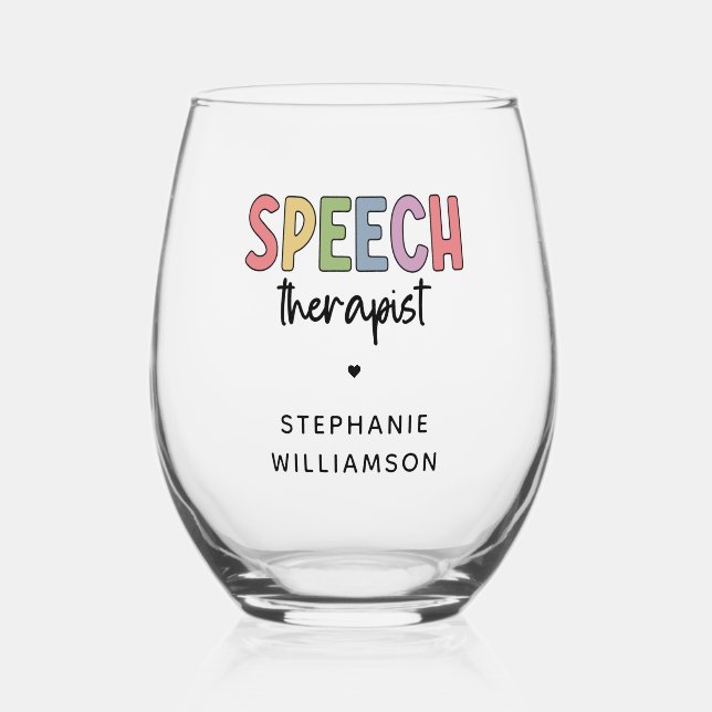 Personalisiert-Sprechtherapeut SLP Weinglas Ohne Stiel (Vorderseite)