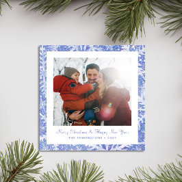 Personalisiert Square Blue Snowflakes Weihnachtska Feiertagskarte