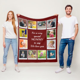Personalisiert Square Foto Collage Modern Red Fleecedecke
