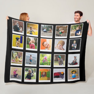 Personalisiert Square Foto Collage Moderne Schwarz Fleecedecke