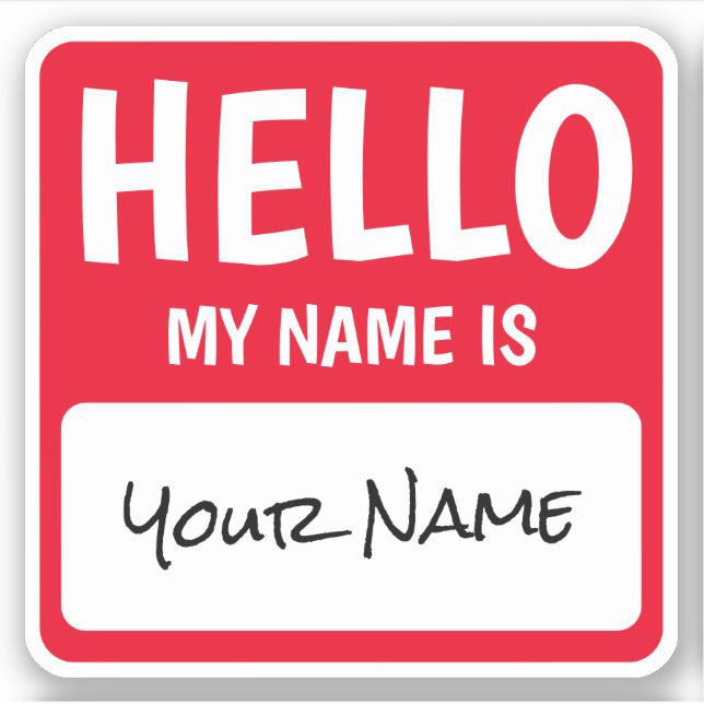 Personalisiert Square Hallo, mein Name ist aufkleb Aufkleber (Vorderseite)
