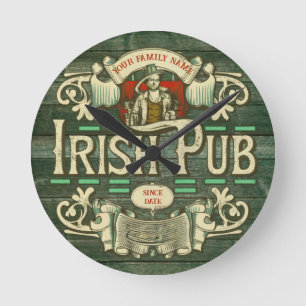 Personalisiert St Patricks Day Irish Pub Box Zeich Runde Wanduhr
