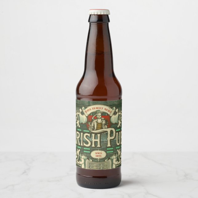 Personalisiert St Patricks Day Irish Pub Funny Bierflaschenetikett (Vorderseite)