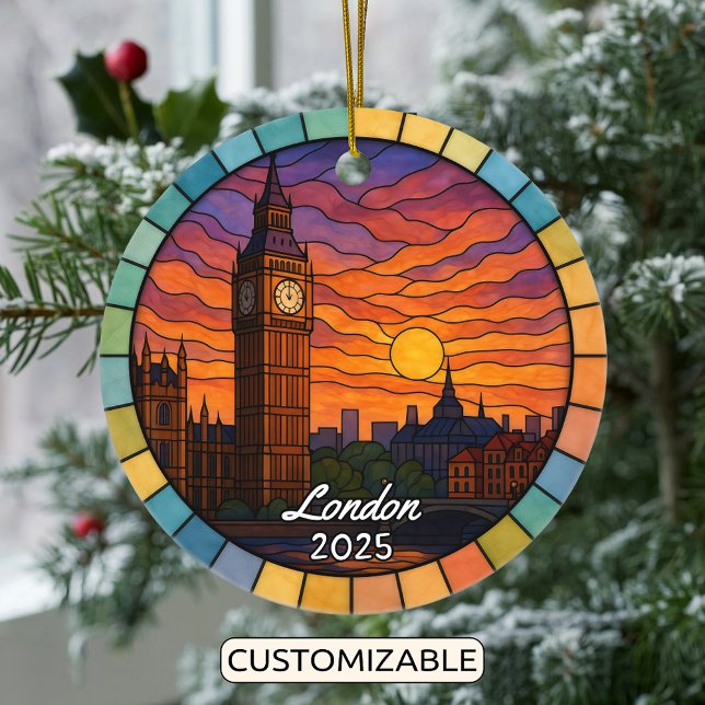 Personalisiert Stached Glass London, England Keramik Ornament (Von Creator hochgeladen)