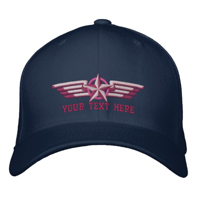 Personalisiert-Star-Abzeichen-Pilotflüge Bestickte Baseballkappe (Vorderseite)