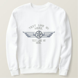 Personalisiert-Star-Abzeichen-Pilotflüge Besticktes Sweatshirt