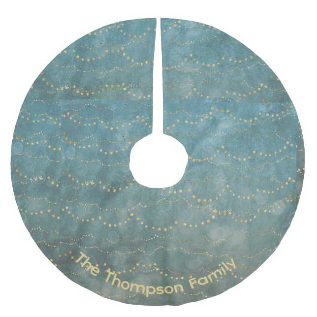 Personalisiert Starry Green Christmas Pattern Polyester Weihnachtsbaumdecke (Vorderseite)