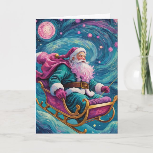 Personalisiert Starry Night Santa Claus Karte (Vorderseite)