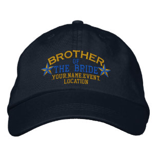 Personalisiert Stars Bruder der Braut Gold Blue Bestickte Kappe