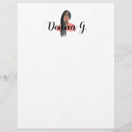 Personalisiert Stationery Black Girl Braids & Bril Briefbogen
