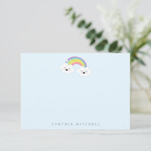 Personalisiert Stationery Kawaii Rainbow Light Blu Dankeskarte