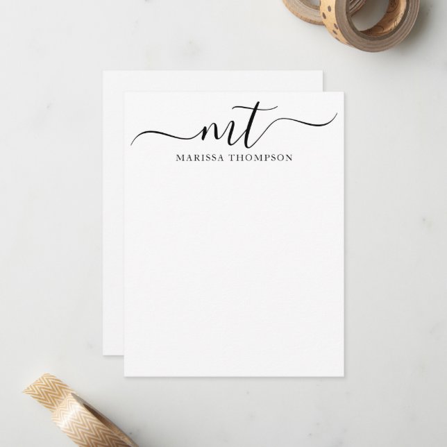 Personalisiert Stationery Moderne Schrift Mit Mono Mitteilungskarte (Vorderseite/Rückseite Beispiel)