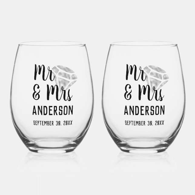 Personalisiert Stemless Wine Glass Set Weinglas Ohne Stiel (Vorderseite)