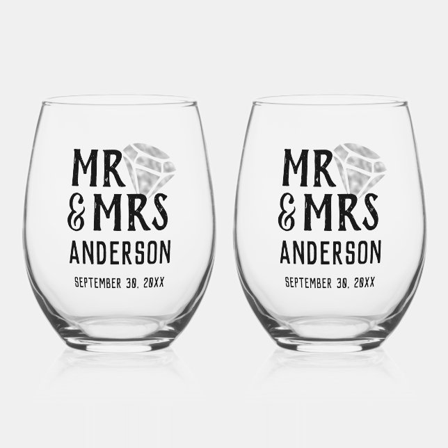 Personalisiert Stemless Wine Glass Set Weinglas Ohne Stiel (Vorderseite)