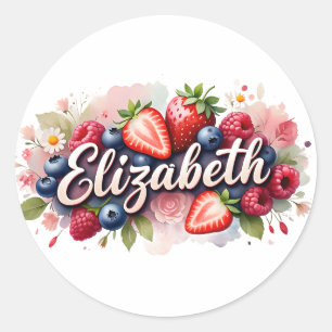 Personalisiert Sticker Elizabeth Berry Floral Desi