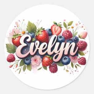 Personalisiert Sticker Evelyn Berry Floral Design
