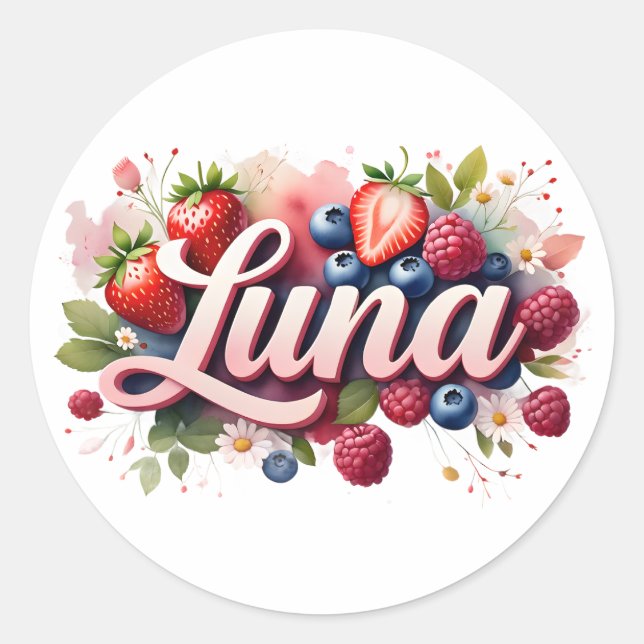 Personalisiert Sticker Luna Berry Floral Design (Vorderseite)