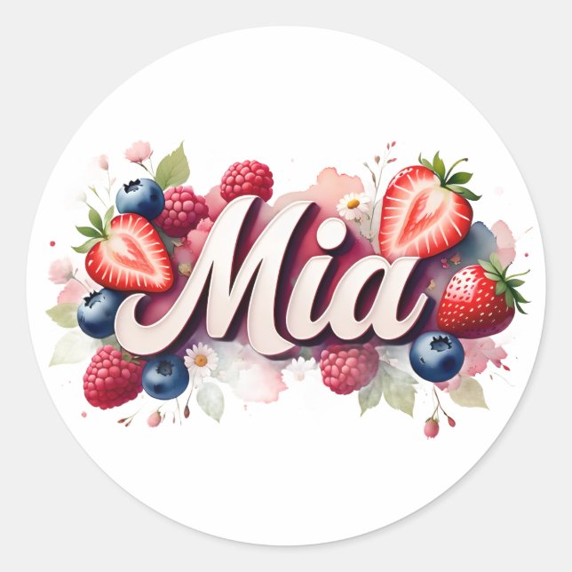 Personalisiert Sticker Mia Berry Floral Design (Vorderseite)