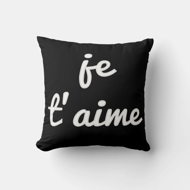 Personalisiert Stitched Je t'aime Französisch Ich  Kissen (Vorderseite)