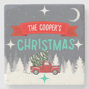 Personalisiert Stone Christmas Tree Untersetzer