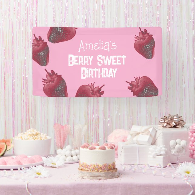 Personalisiert Strawberry Birthday Banner (Party)