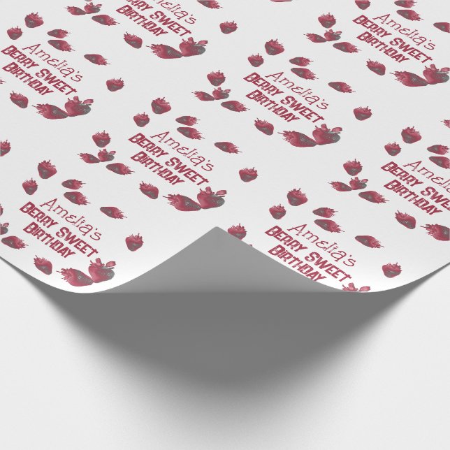 Personalisiert Strawberry Birthday Geschenkpapier (Ecke)