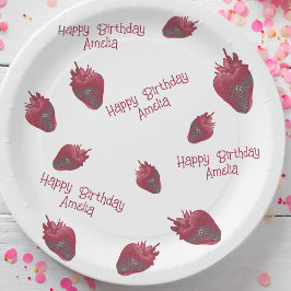 Personalisiert Strawberry Birthday Pappteller