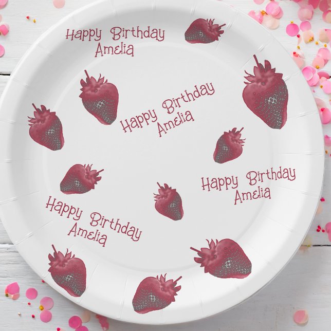 Personalisiert Strawberry Birthday Pappteller (Von Creator hochgeladen)