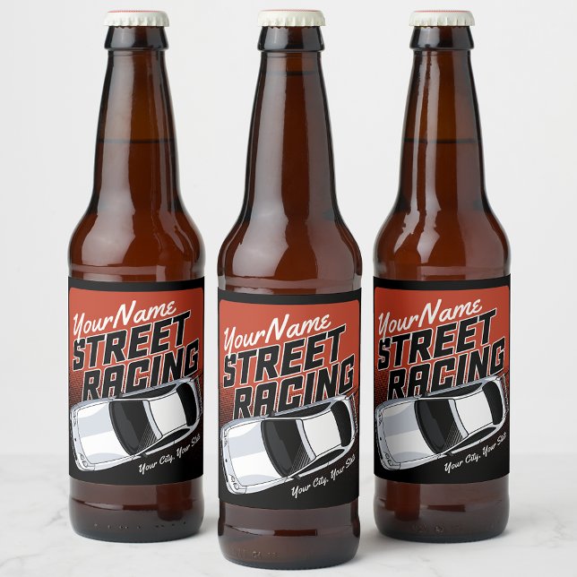 Personalisiert Street Racing Race Auto Motorsport Bierflaschenetikett (Von Creator hochgeladen)