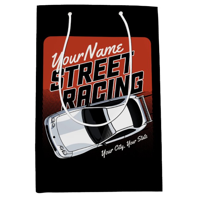 Personalisiert Street Racing Race Auto Motorsport Mittlere Geschenktüte (Vorderseite)