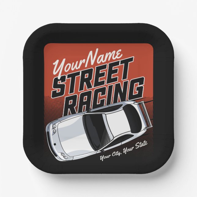 Personalisiert Street Racing Race Auto Motorsport Pappteller (Vorderseite)