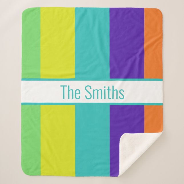 PERSONALISIERT STRIPED SHERPA BLANKET SHERPADECKE (Vorderseite)