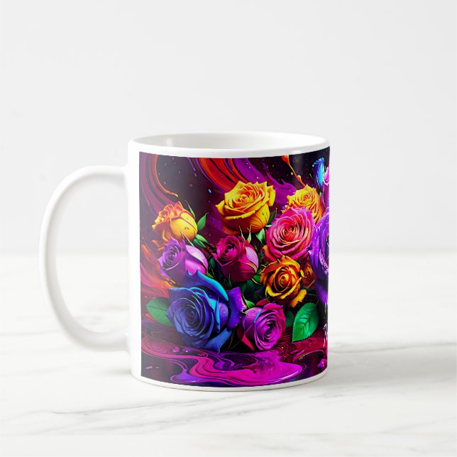 Personalisiert, styliert, sanft gestrichene Rose B Kaffeetasse (Links)