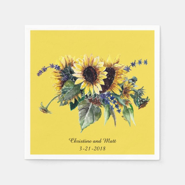 Personalisiert Sunflower Bouquet Serviette (Vorderseite)