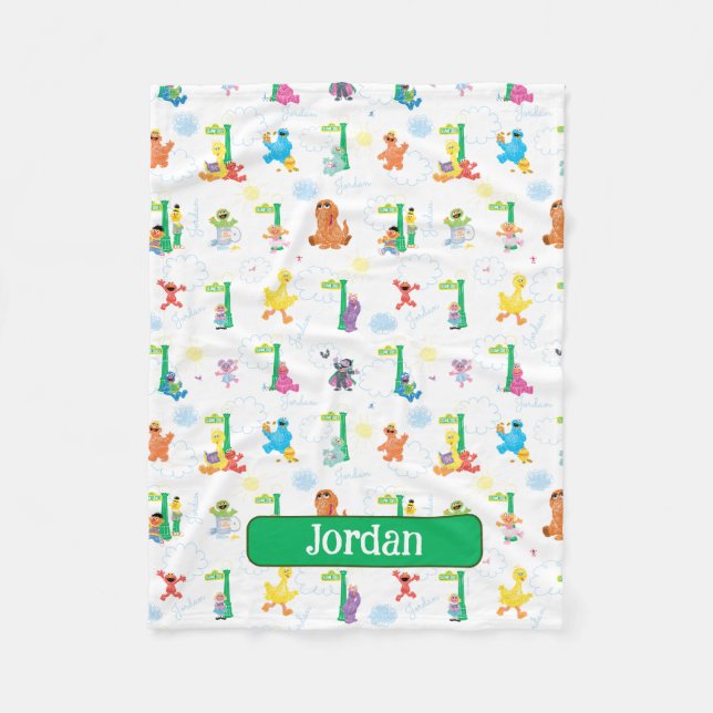Personalisiert Sunny Day Sesame Street Pattern Fleecedecke (Vorderseite)