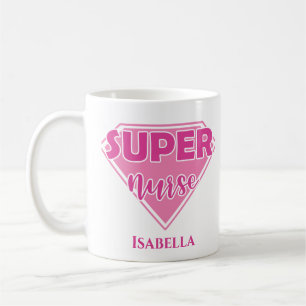 Personalisiert Super Nurse Pink Kaffeetasse