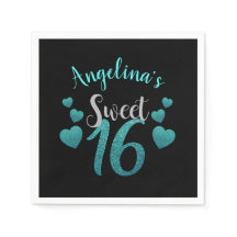 Personalisiert Sweet 16 Birthday Türkis Glitzer