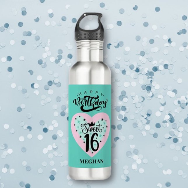 Personalisiert Sweet 16 Birthday Wasser Flasche Edelstahlflasche (Von Creator hochgeladen)