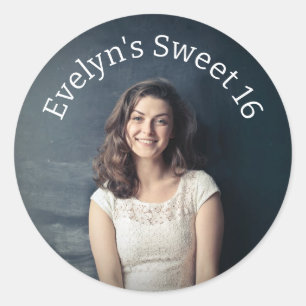 Personalisiert Sweet 16 Foto Runder Aufkleber