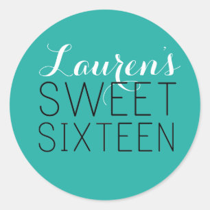 Personalisiert Sweet 16 Gefälligkeitskleber Runder Aufkleber