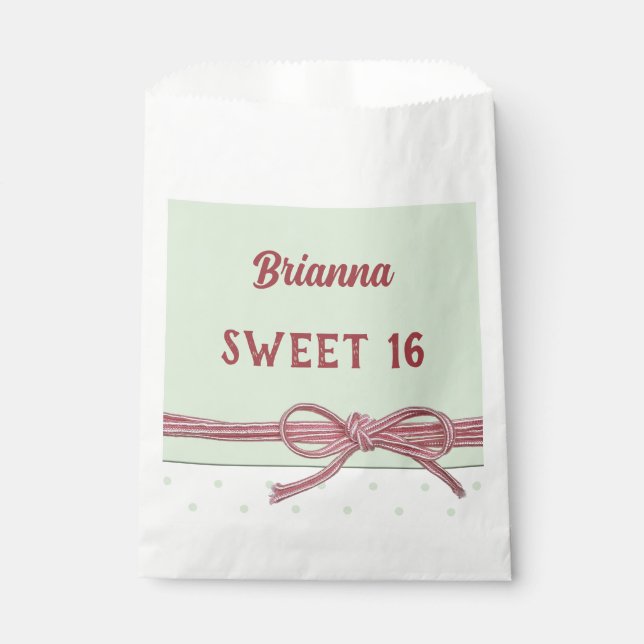 Personalisiert Sweet 16 getickt mit einem Bow Polk Geschenktütchen (Vorderseite)
