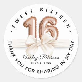 Personalisiert Sweet 16 Luxury Balloon Runder Aufkleber