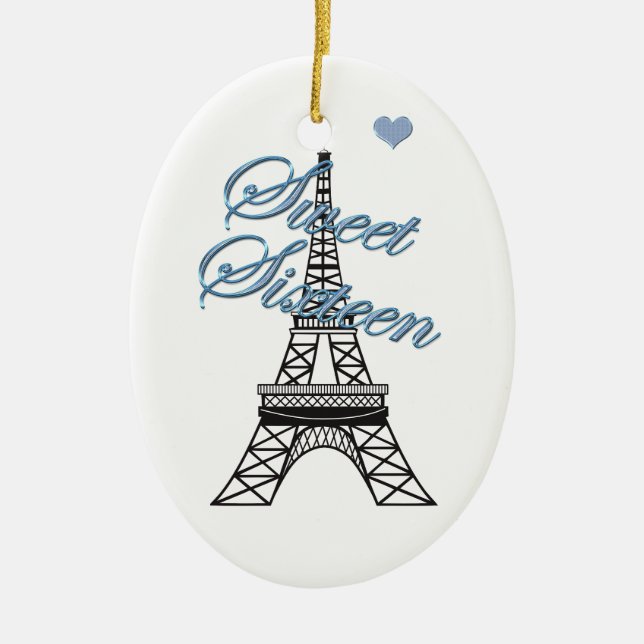 Personalisiert Sweet 16 Paris Eiffelturm Keramikornament (Vorne)